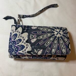Vera Bradley Navy and Purple Floral Quilted Wristlet